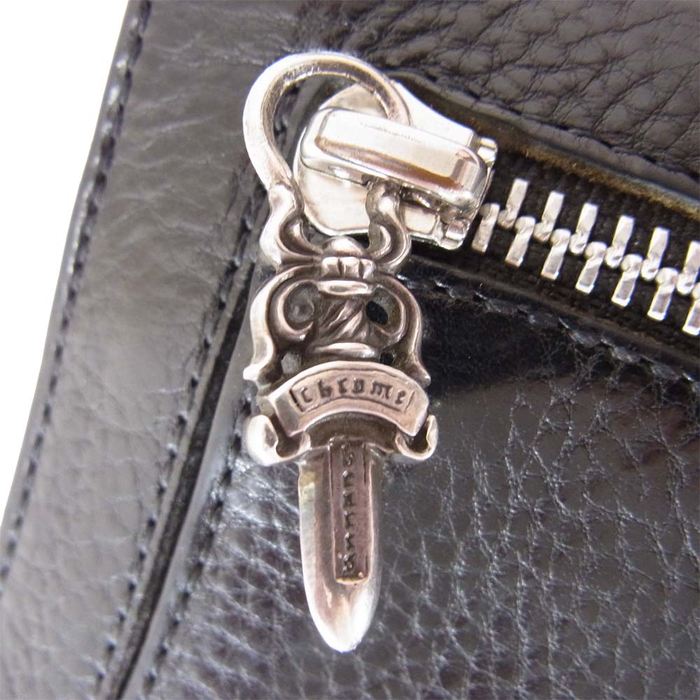 CHROME HEARTS クロムハーツ（原本有） WAVE ウェーブ クロスボール レザー ウォレット ブラック系【中古】