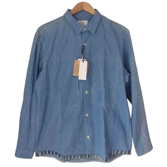 クオン 1701KBS fabric 別注 EXCLUSIVE WORK SHIRT ワーク シャツ 日本製 インディゴブルー系 M【中古】