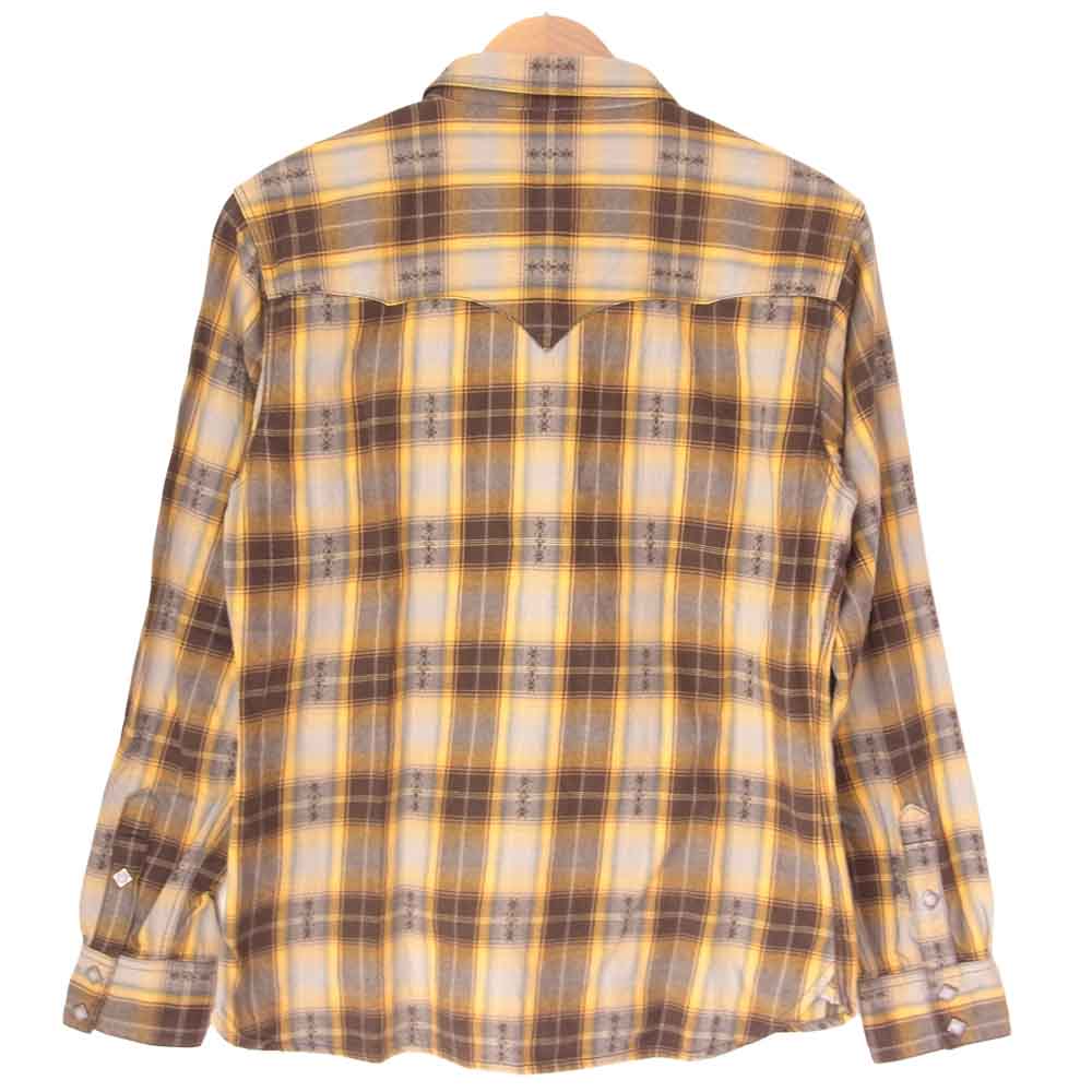 THE FLAT HEAD ザフラットヘッド CW-62W ネイティブ チェック ウエスタン シャツ 茶×黄 38【美品】【中古】