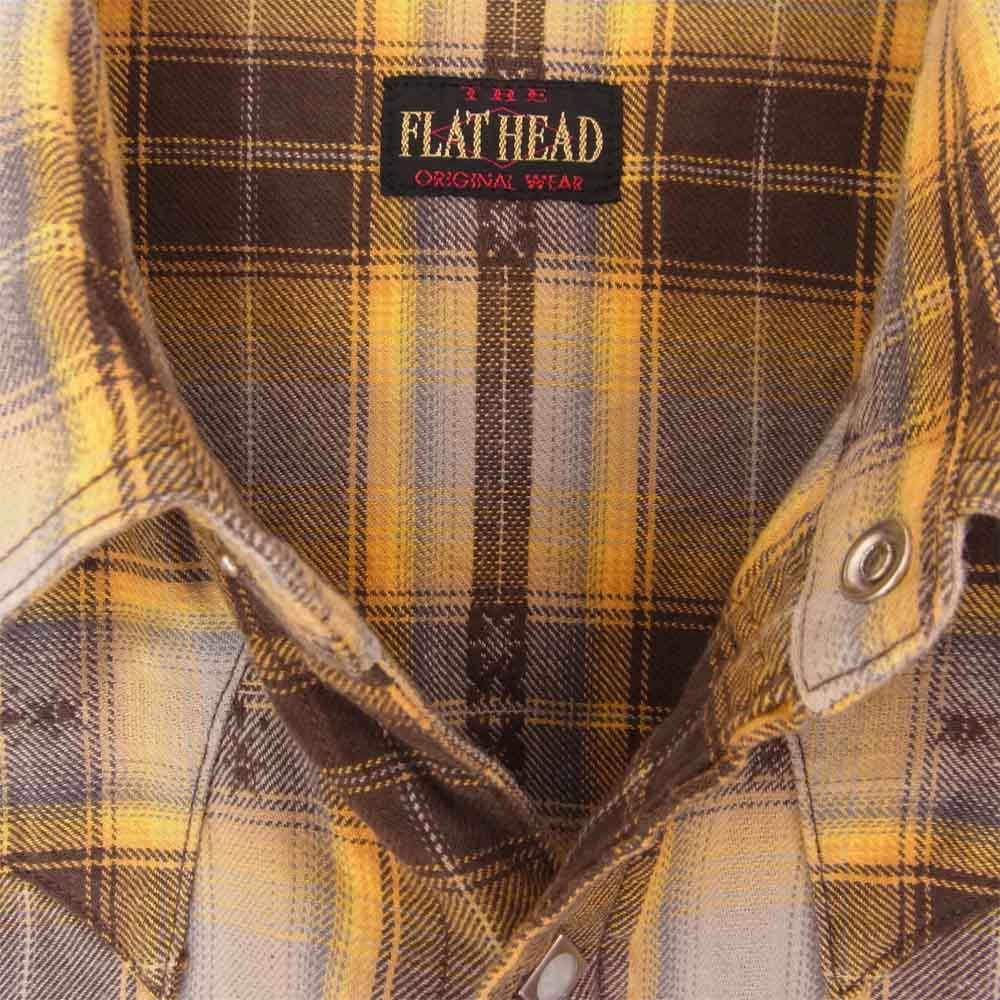 THE FLAT HEAD ザフラットヘッド CW-62W ネイティブ チェック ウエスタン シャツ 茶×黄 38【美品】【中古】