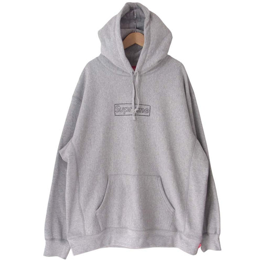 Supreme シュプリーム 21SS KAWS Chalk Logo Hooded Sweatshirt カウズ チョーク ボックスロゴ パーカー グレー系 L【美品】【中古】