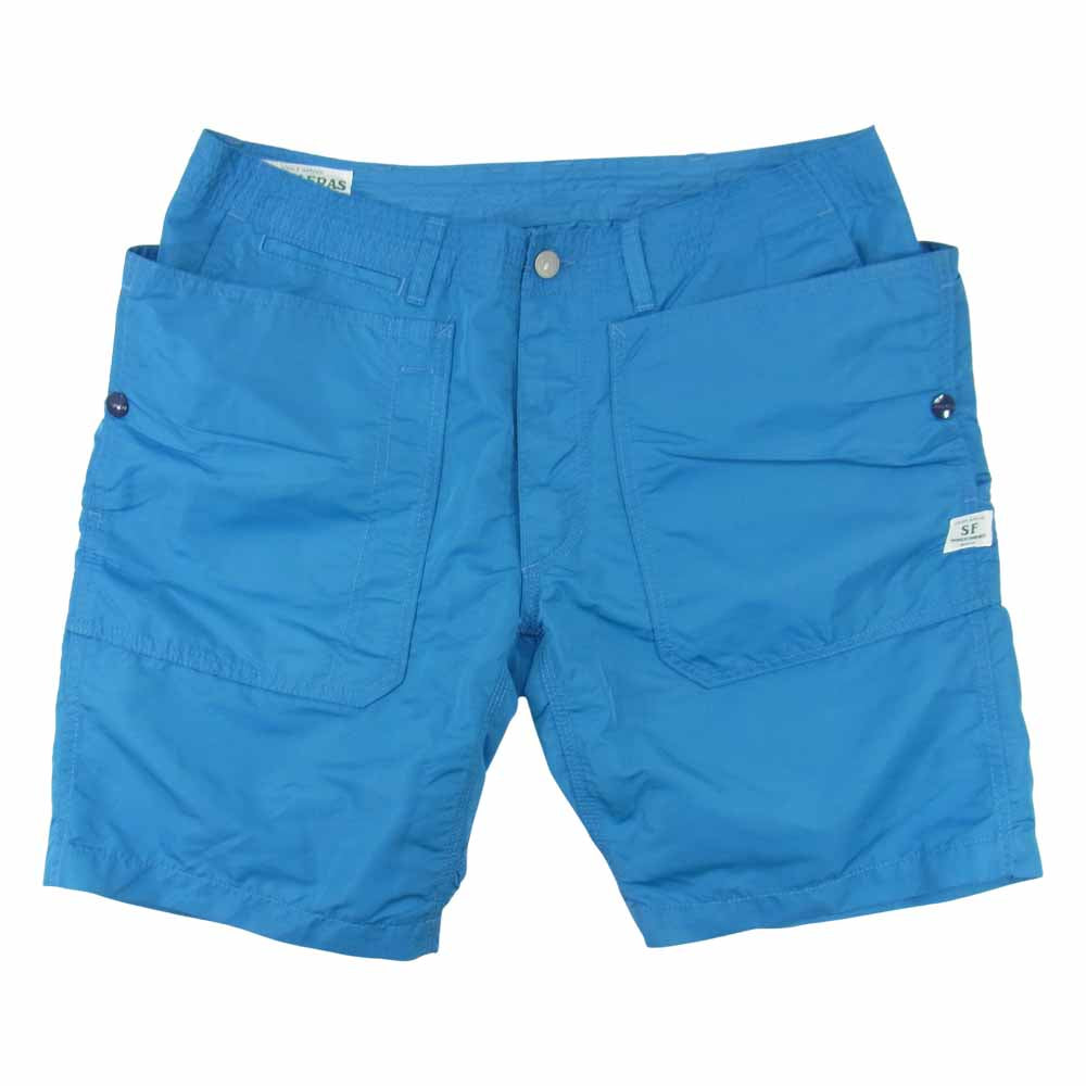 SASAFRAS ササフラス Fall Leaf Sprayer Pants 1/2 フォール リーフ スプレイヤー ナイロン ハーフ パンツ ショーツ ブルー系 XL【中古】