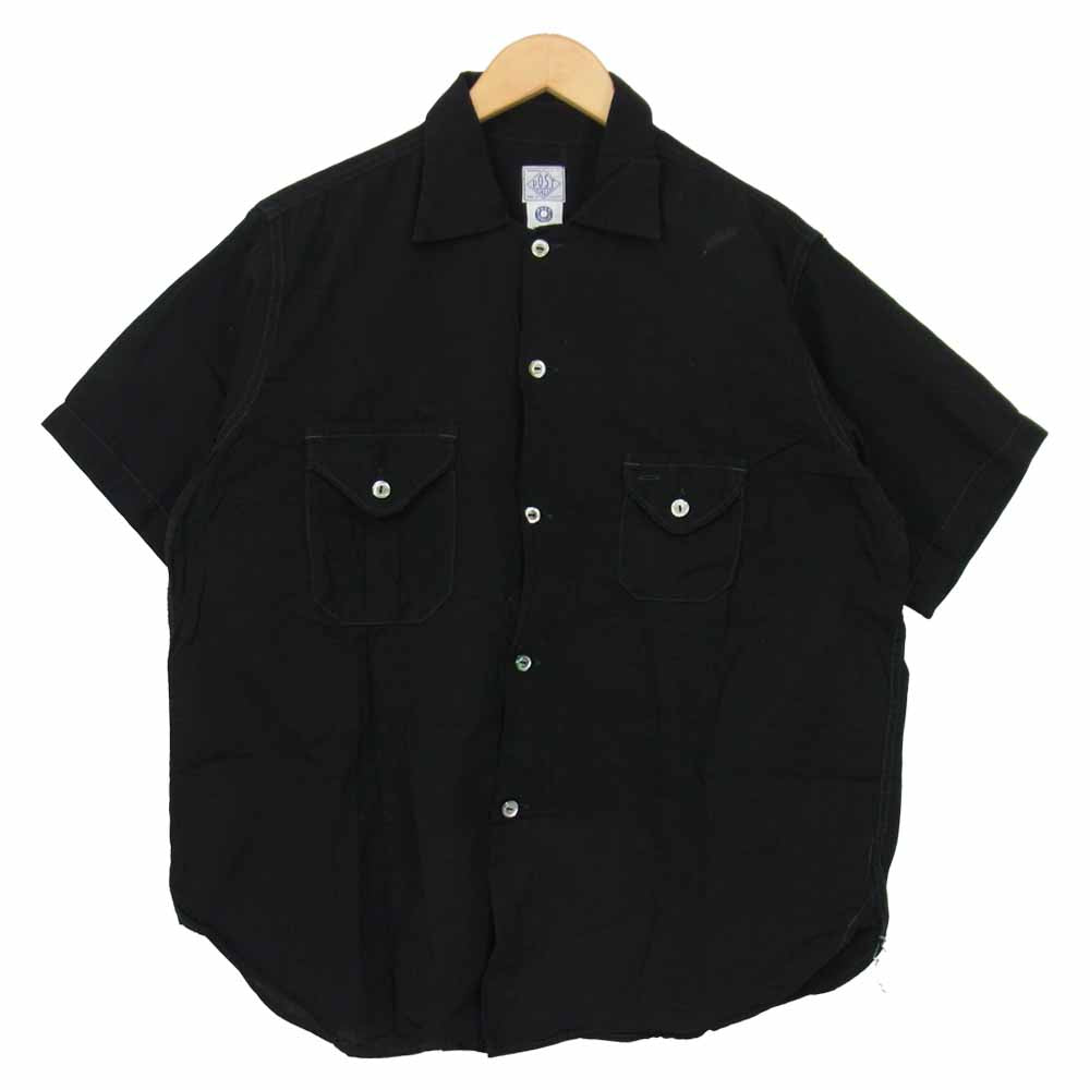 POST OVERALLS ポストオーバーオールズ E-Z Cruz Shirt S/S イージー クルーズ 半袖 シャツ  ブラック系 L【美品】【中古】