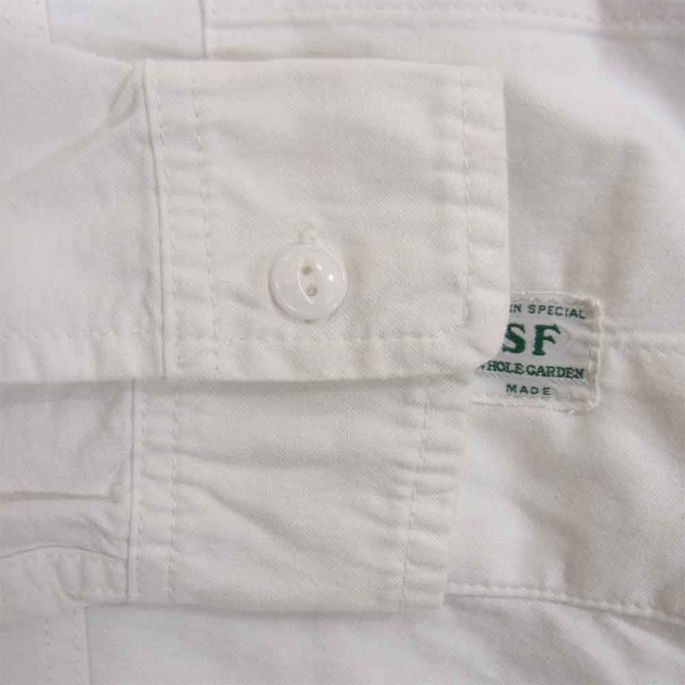 SASAFRAS ササフラス Green Thumb Shirt グリーン サム オックスフォード ボタンダウン シャツ ホワイト系 L【中古】