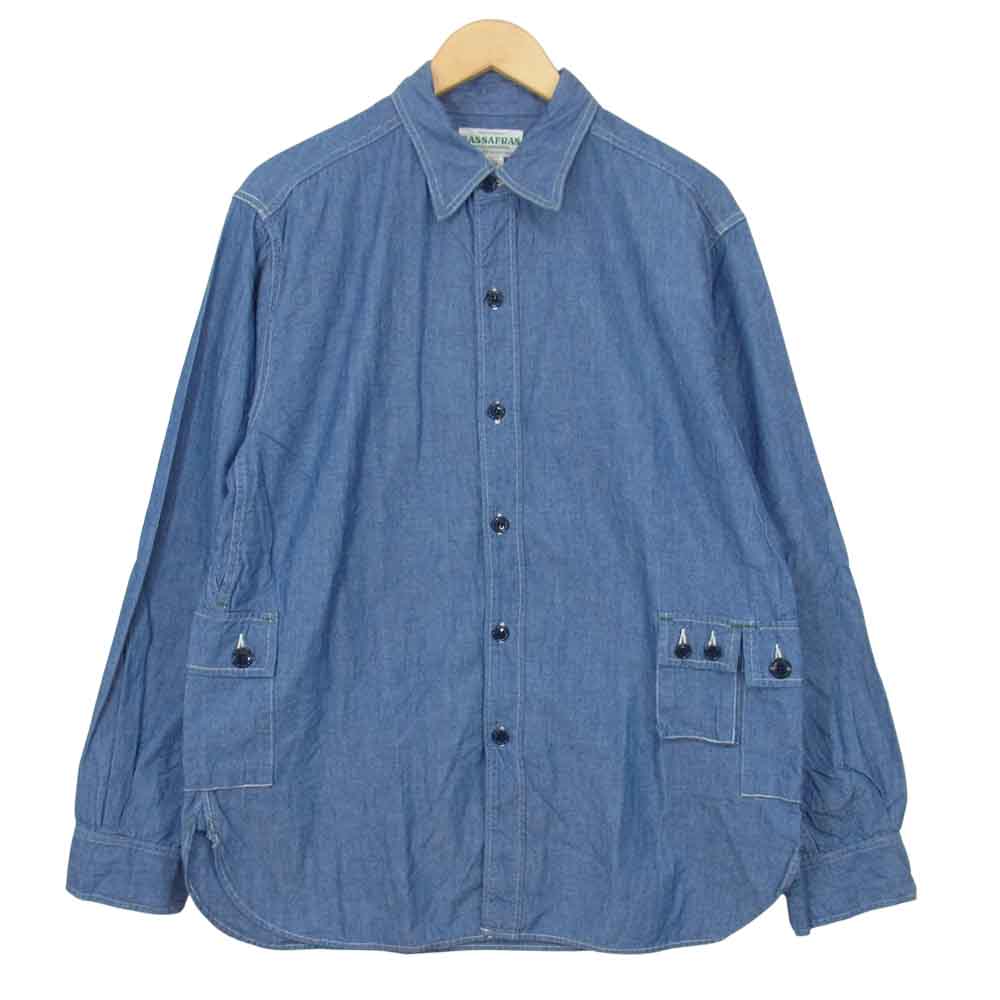 SASAFRAS ササフラス G.D.U Shirt シャンブレー シャツ ブルー系 L【中古】