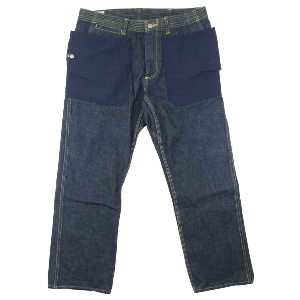 SASAFRAS ササフラス Fall Leaf Sprayer Denim Pants フォール リーフ スプレイヤー ナイロン 切替 デニム パンツ インディゴブルー系 L【中古】
