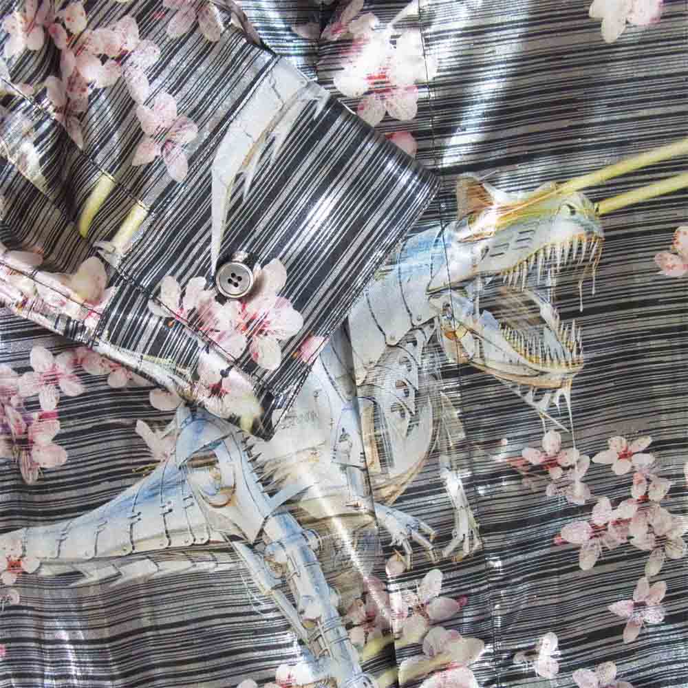 ディオール 19SS 933C526A4625 × 空山基 19SS 933C526A4625 ダイナソーロボット 桜 長袖 シャツ ブラック系 39【極上美品】【中古】