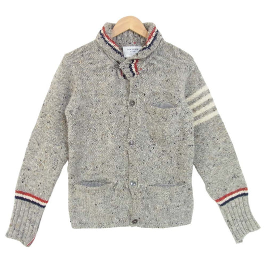 THOM BROWNE トムブラウン 01113D7011 国内正規品 アイルランド製 トリコロール ニット カーディガン グレー系【中古】