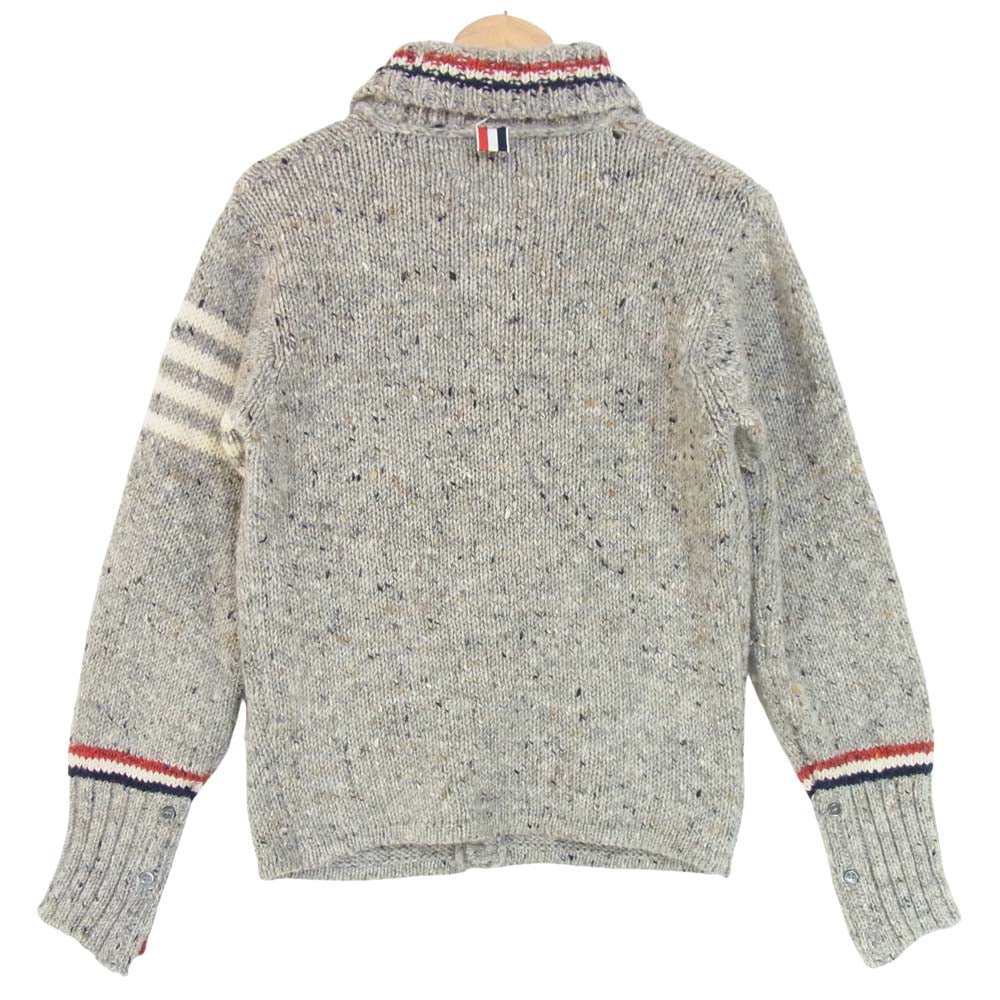 THOM BROWNE トムブラウン 01113D7011 国内正規品 アイルランド製 トリコロール ニット カーディガン グレー系【中古】