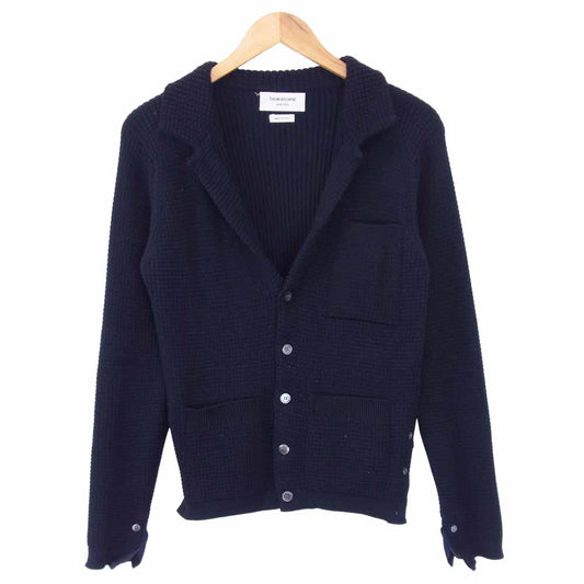 THOM BROWNE トムブラウン A0143D72590  国内正規品 イタリア製 トリコロールテープ ニット テーラードジャケット ネイビー系 00【中古】