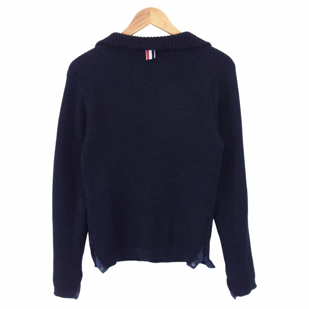 THOM BROWNE トムブラウン A0143D72590  国内正規品 イタリア製 トリコロールテープ ニット テーラードジャケット ネイビー系 00【中古】
