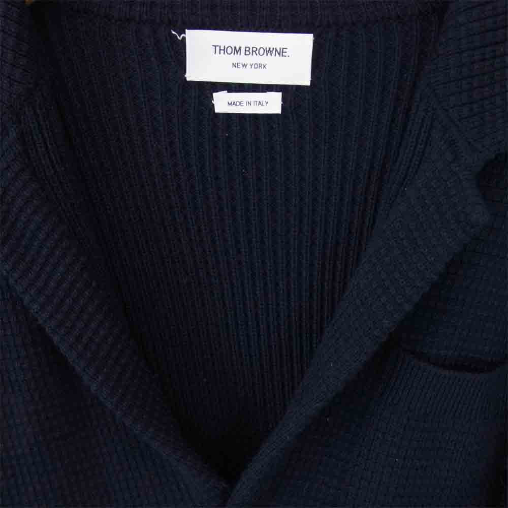 THOM BROWNE トムブラウン A0143D72590  国内正規品 イタリア製 トリコロールテープ ニット テーラードジャケット ネイビー系 00【中古】