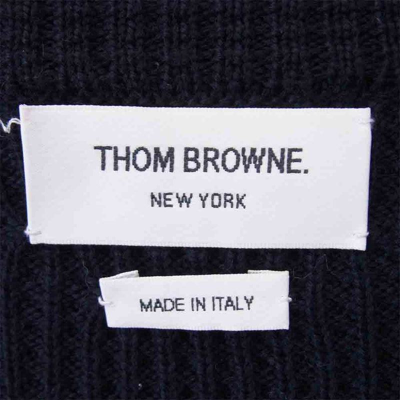 THOM BROWNE トムブラウン A0143D72590  国内正規品 イタリア製 トリコロールテープ ニット テーラードジャケット ネイビー系 00【中古】