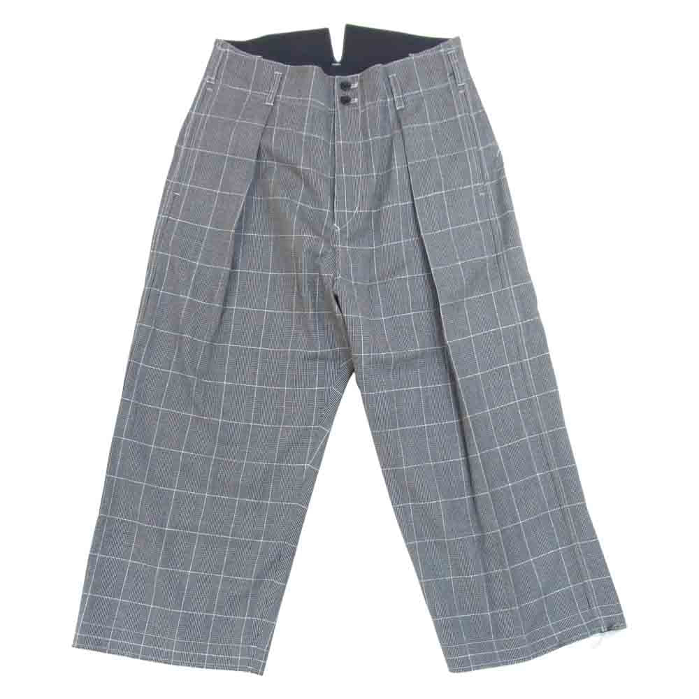 サルバム 18AW SI-P01-110 hightwaist PT カットオフ グレンチェック ハイウエスト パンツ ブラック系 M【極上美品】【中古】