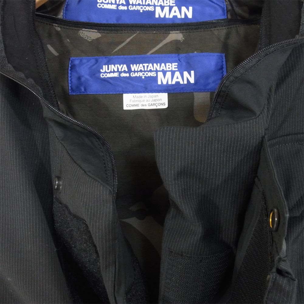 JUNYA WATANABE COMME des GARCONS ジュンヤワタナベコムデギャルソン AD2018 WC-K224-051 ライナー着脱 3WAY ウールエステルストライプ 中綿 ベスト ブラック系 表記無し【美品】【中古】