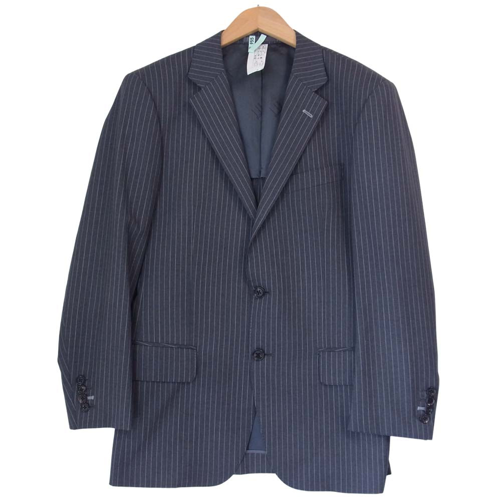 Dunhill ダンヒル 裏地シルク混 本切羽 ストライプ シングル 2B セットアップ スーツ グレー系【美品】【中古】