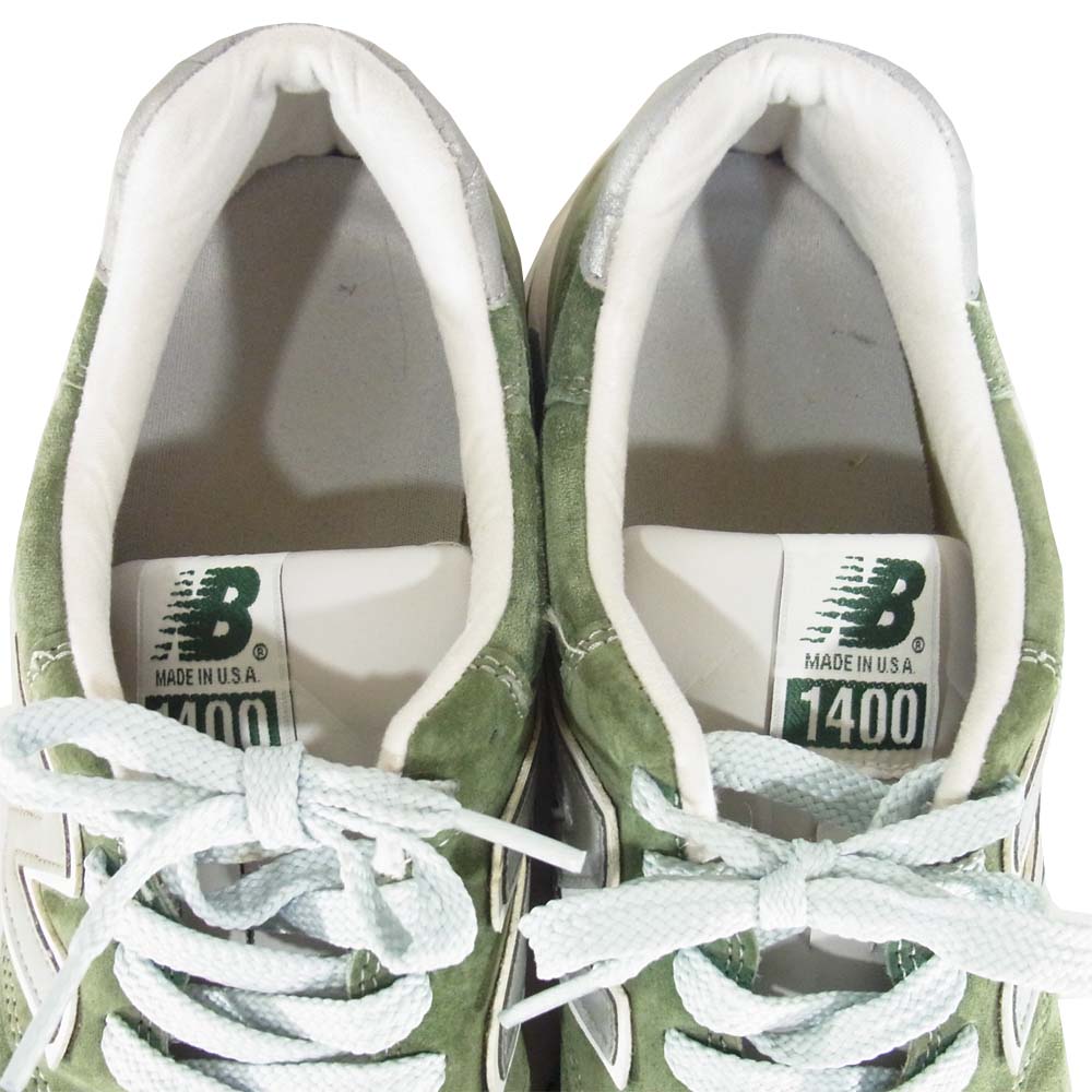 NEW BALANCE ニューバランス M1400MG USA製 ローカット スエード スニーカー グリーン系 US10【中古】