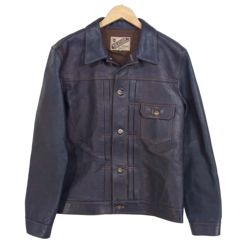 ワイツーレザー INDIGO HORSE 1st Type ホースハイド レザー ジャケット ネイビー系 42【中古】