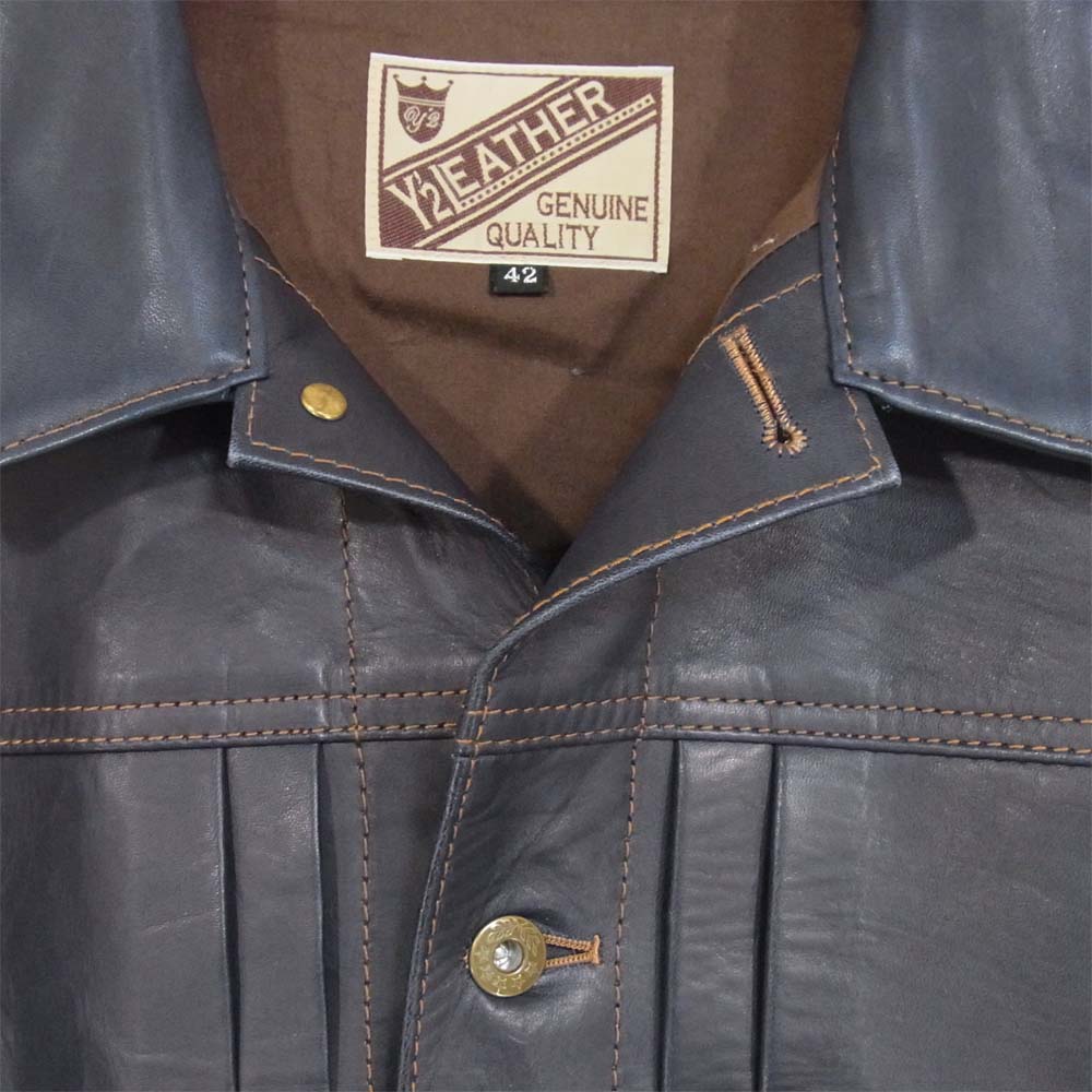 ワイツーレザー INDIGO HORSE 1st Type ホースハイド レザー ジャケット ネイビー系 42【中古】