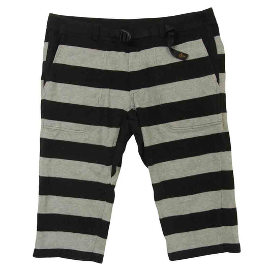 ウエストライド ボーダー スウェット ショート パンツ コットン ブラック系 グレー系【中古】