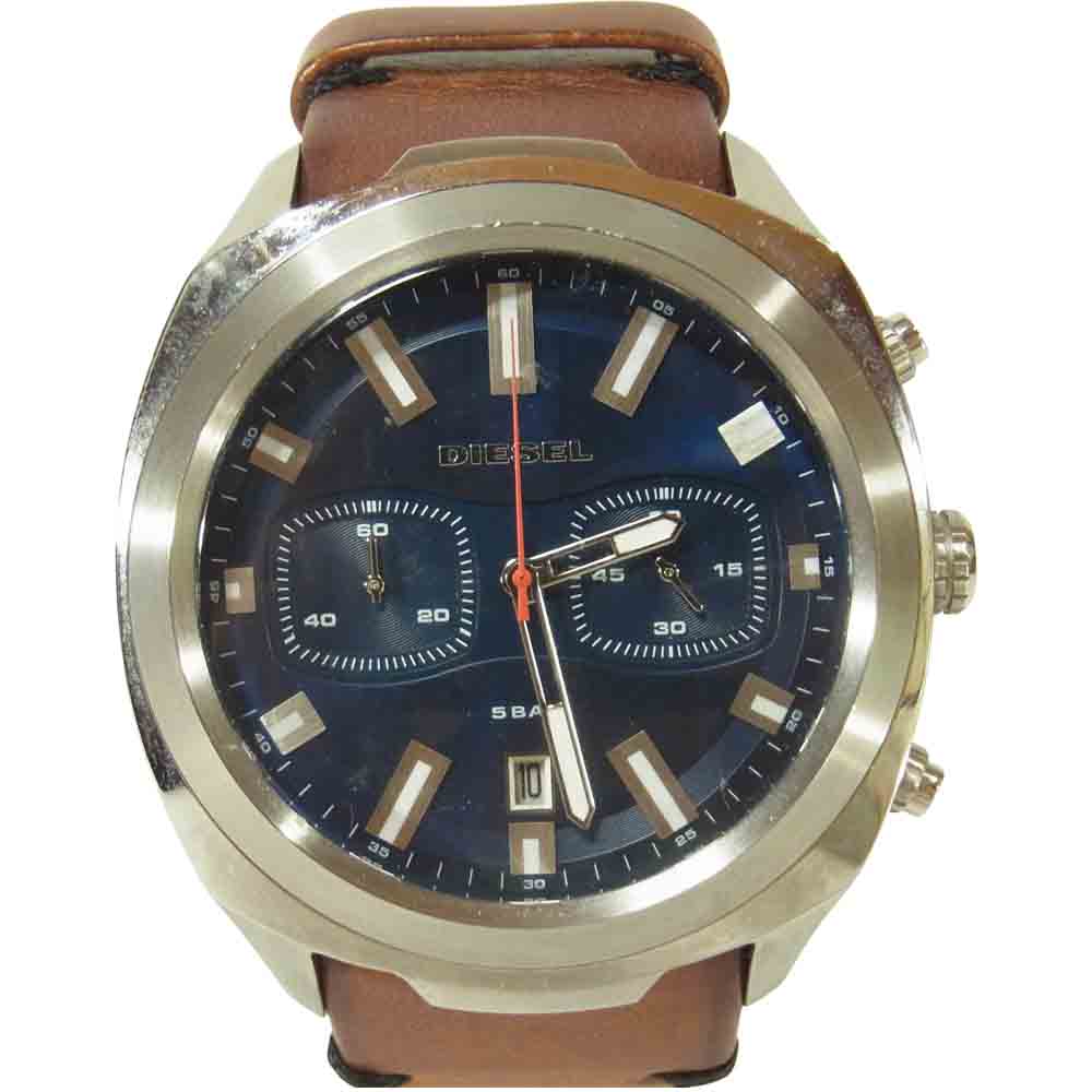 DIESEL ディーゼル DZ-4508 クォーツ リストウォッチ 腕時計 レザー ステンレススチール ブラウン系【中古】