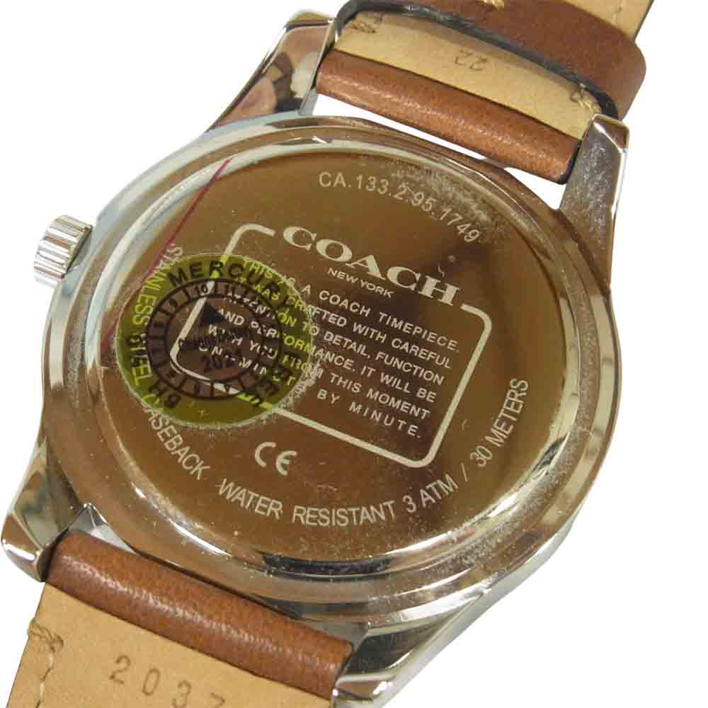 COACH コーチ クロノグラフ リストウォッチ 腕時計 レザー ステンレススチール ブラウン系【中古】