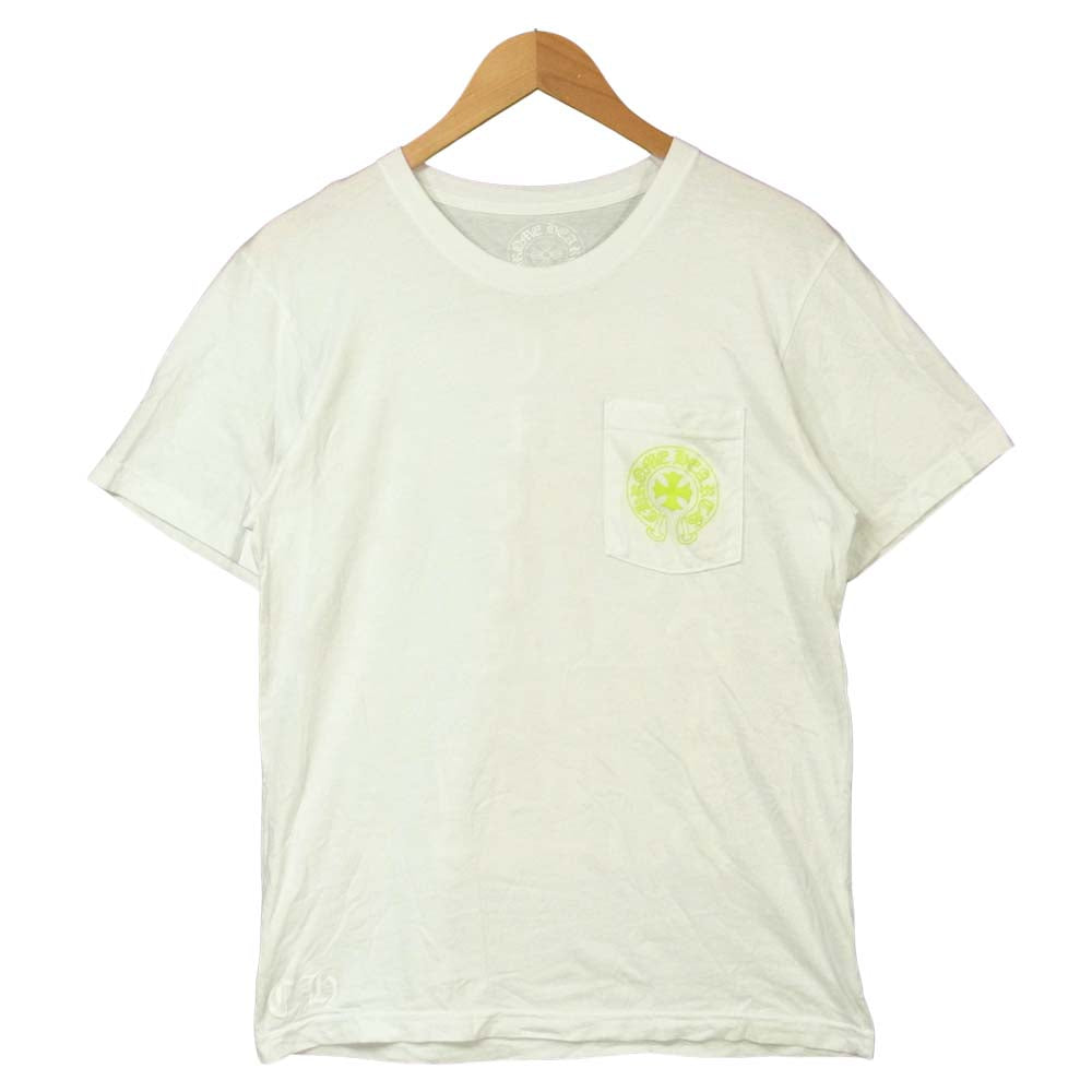 CHROME HEARTS クロムハーツ（原本無） 国内正規品 USA製 ホースシュー バックプリント ポケット 半袖 Tシャツ ホワイト系 M【中古】