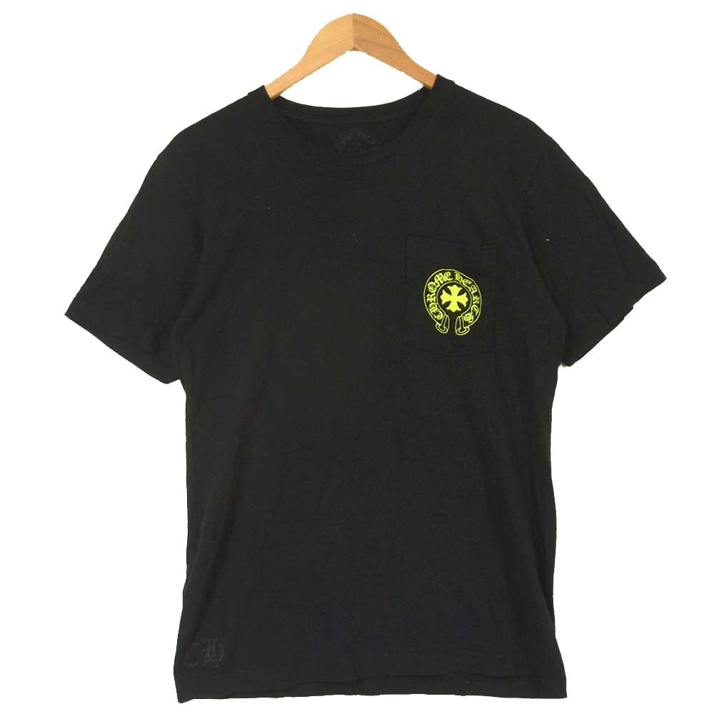 CHROME HEARTS クロムハーツ（原本無） 国内正規品 USA製 ホースシュー バックプリント ポケット 半袖 Tシャツ ブラック系 M【中古】