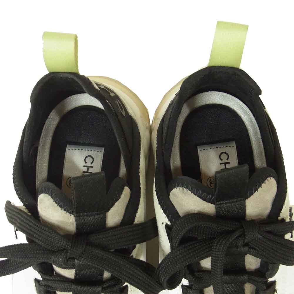 CHANEL シャネル G35617 ベルベット カーフスキン CC ココマーク スニーカー オフホワイト系 36【中古】