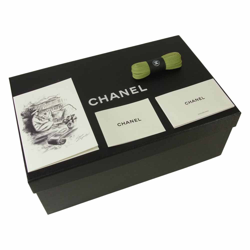 CHANEL シャネル G35617 ベルベット カーフスキン CC ココマーク スニーカー オフホワイト系 36【中古】
