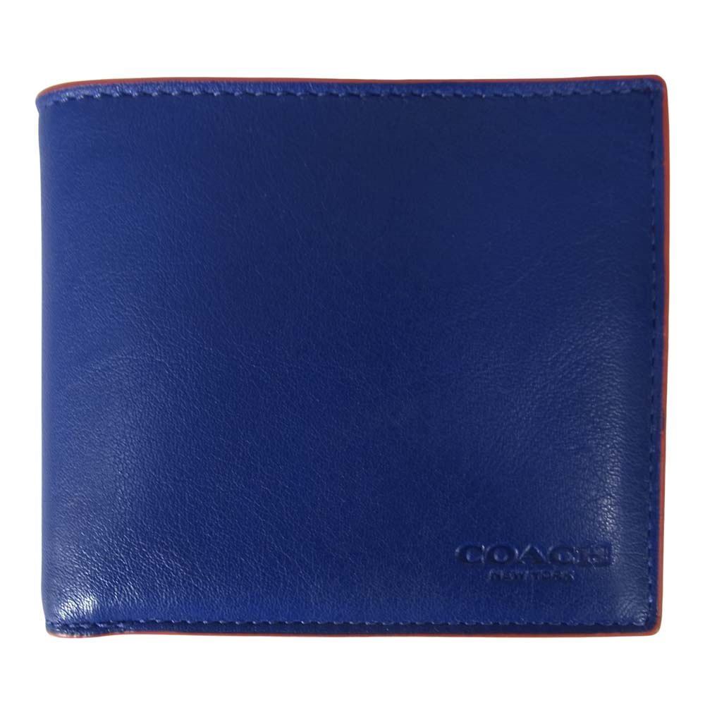 COACH コーチ 88400 二つ折り 財布 ブルー系【中古】