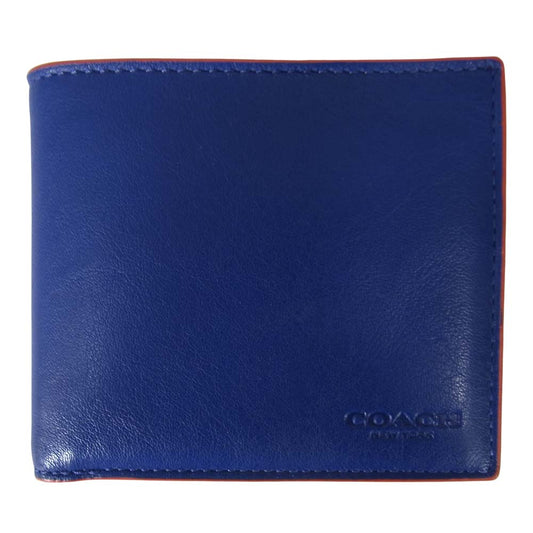COACH コーチ 88400 二つ折り 財布 ブルー系【中古】