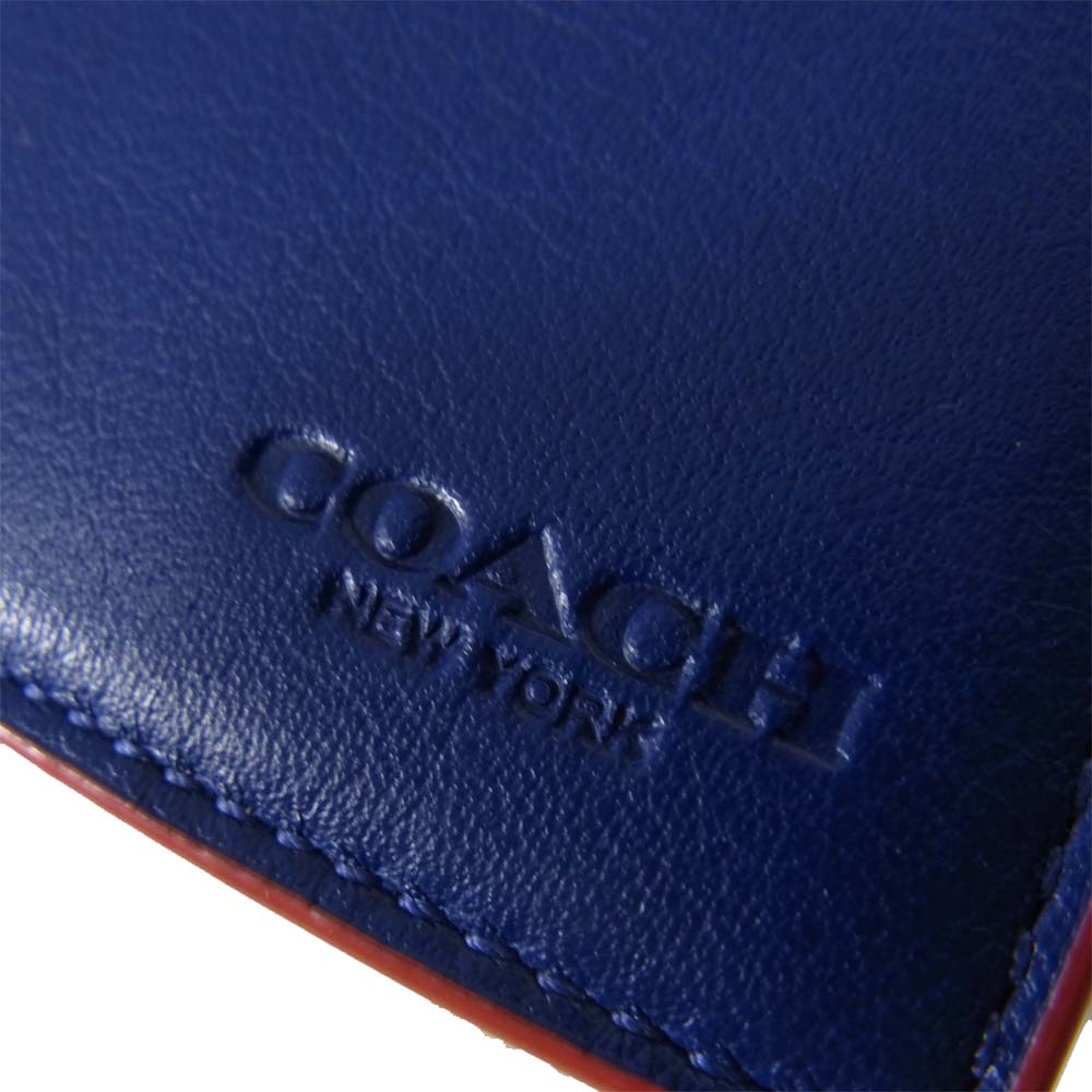 COACH コーチ 88400 二つ折り 財布 ブルー系【中古】