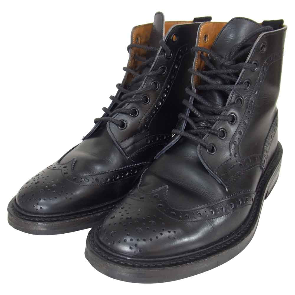 Tricker's トリッカーズ M2508 MOLTON モールトン レザー カントリー ブーツ ブラック系 6.5【中古】