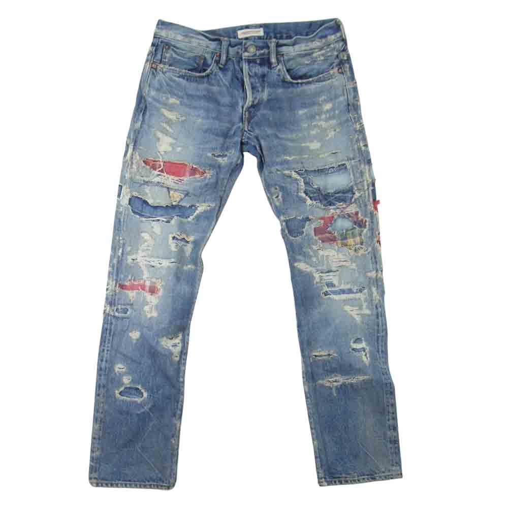 Ron Herman ロンハーマン 2520600137 1836 USA製 KOKI クラッシュ リペア 加工 デニム パンツ インディゴブルー系 31【中古】