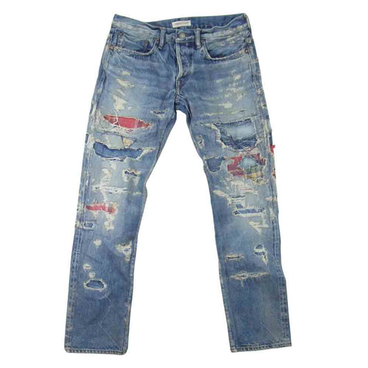 Ron Herman ロンハーマン 2520600137 1836 USA製 KOKI クラッシュ リペア 加工 デニム パンツ インディゴブルー系 31【中古】