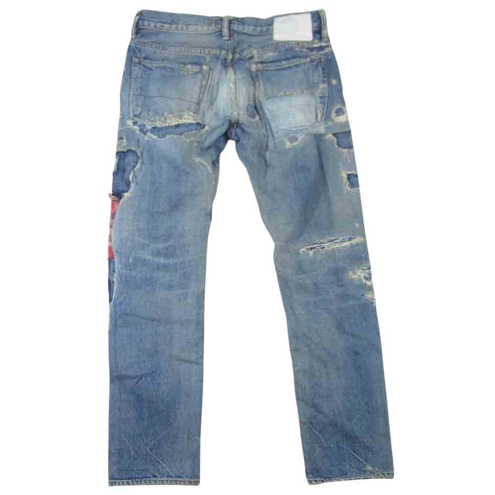 Ron Herman ロンハーマン 2520600137 1836 USA製 KOKI クラッシュ リペア 加工 デニム パンツ インディゴブルー系 31【中古】
