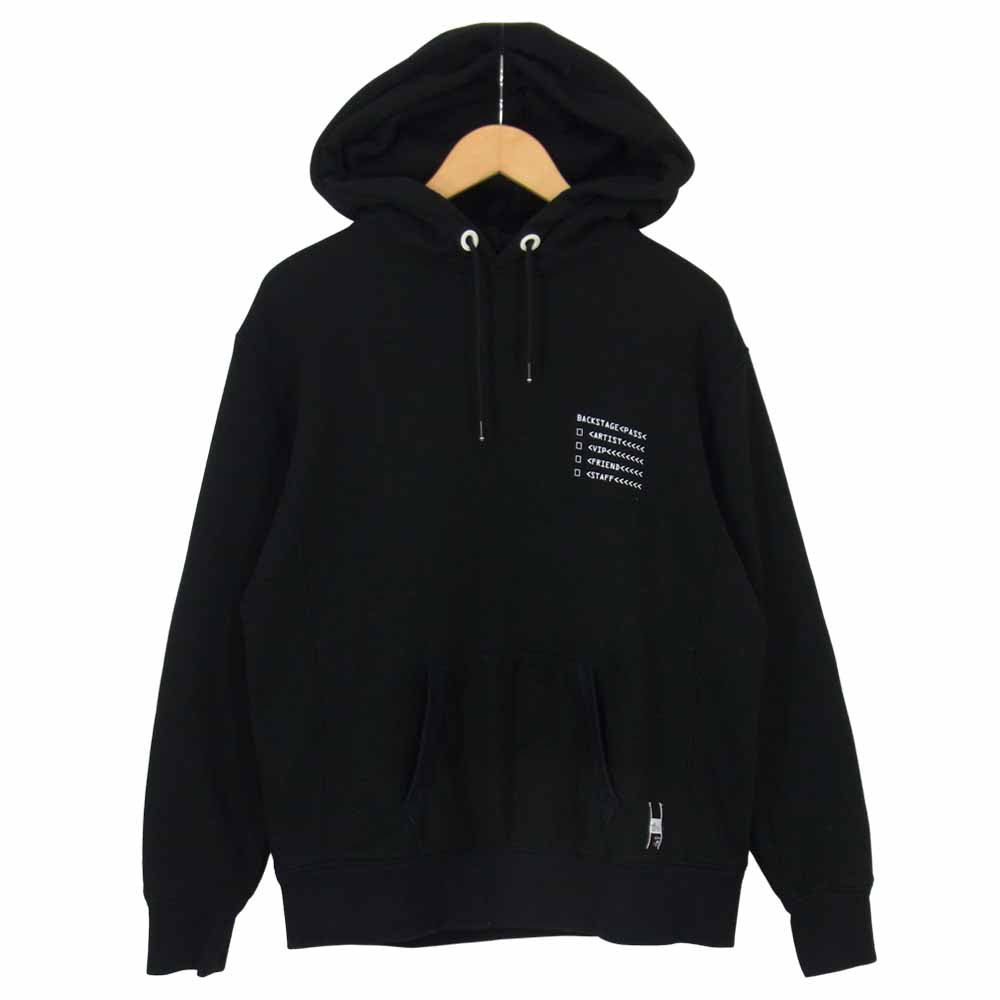 MONCLER モンクレール 18AW GENIUS ジーニアス × FRAGMENT フラグメント BACK STAGE プリント プルオーバー パーカー ブラック系 M【中古】