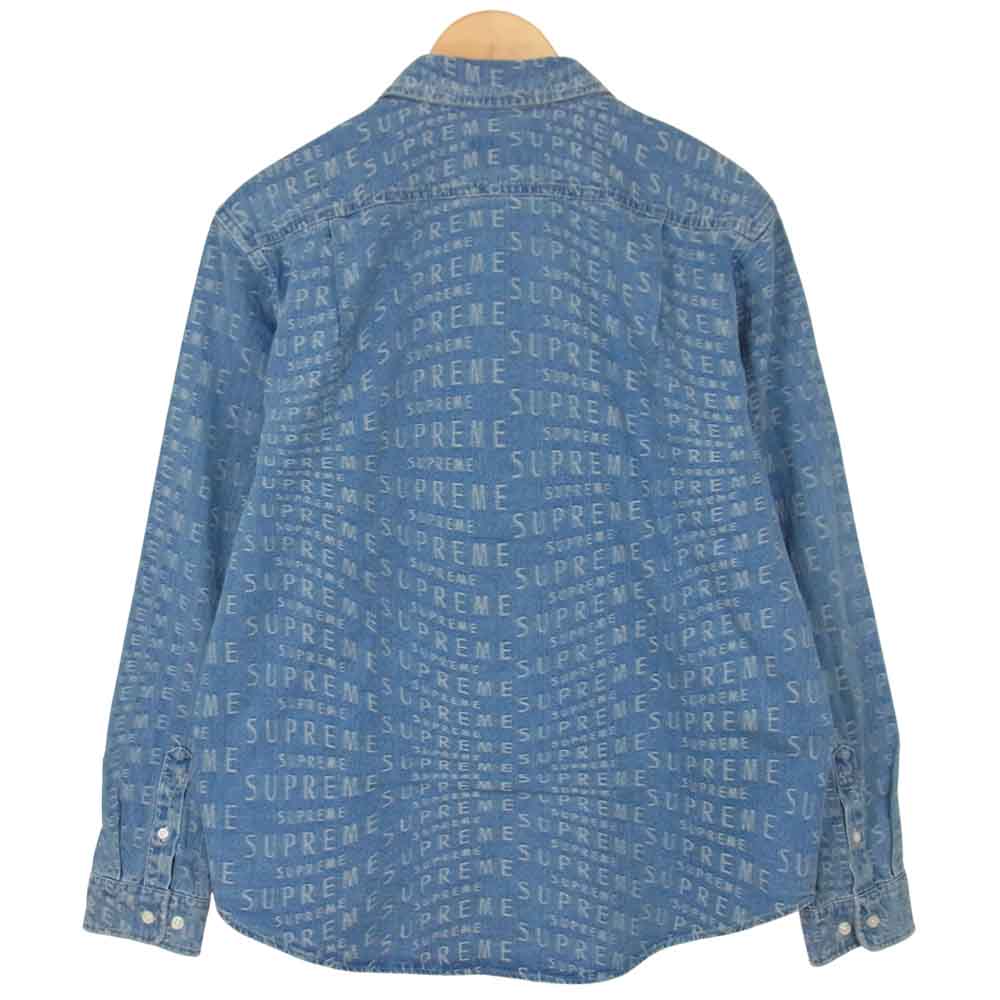 Supreme シュプリーム 21SS Warp Jacquard Logos Denim Shirt デニム シャツ ブルー系 M【新古品】【未使用】【中古】