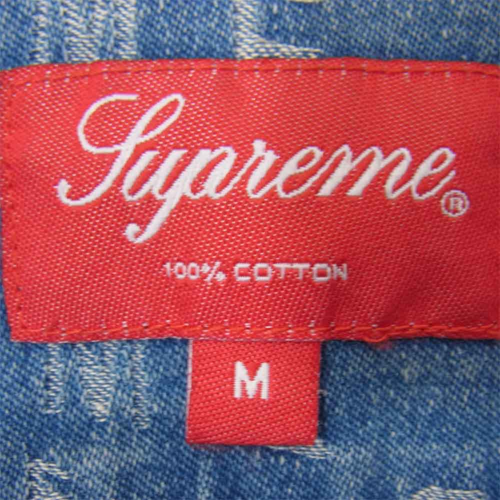 Supreme シュプリーム 21SS Warp Jacquard Logos Denim Shirt デニム シャツ ブルー系 M【新古品】【未使用】【中古】