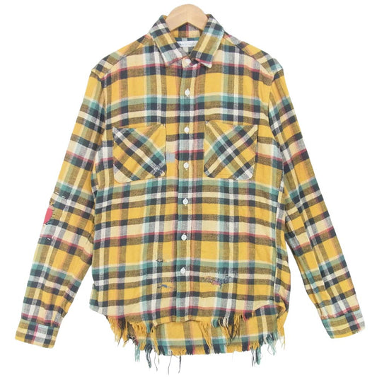 Ron Herman ロンハーマン カットオフ リペア加工 チェック ネルシャツ 長袖シャツ イエロー系 S【中古】