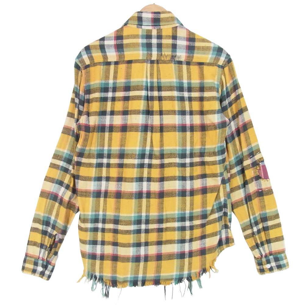 Ron Herman ロンハーマン カットオフ リペア加工 チェック ネルシャツ 長袖シャツ イエロー系 S【中古】