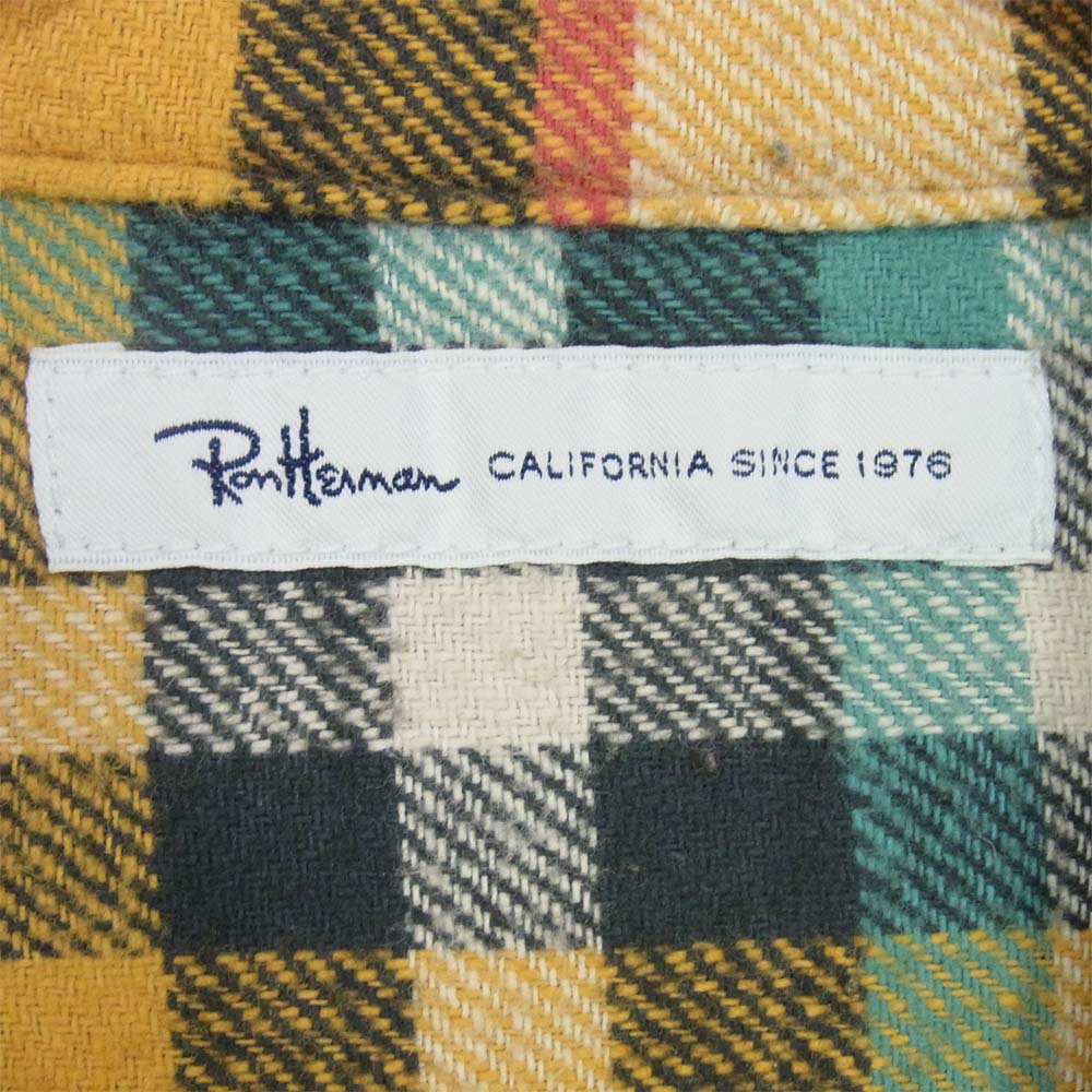 Ron Herman ロンハーマン カットオフ リペア加工 チェック ネルシャツ 長袖シャツ イエロー系 S【中古】