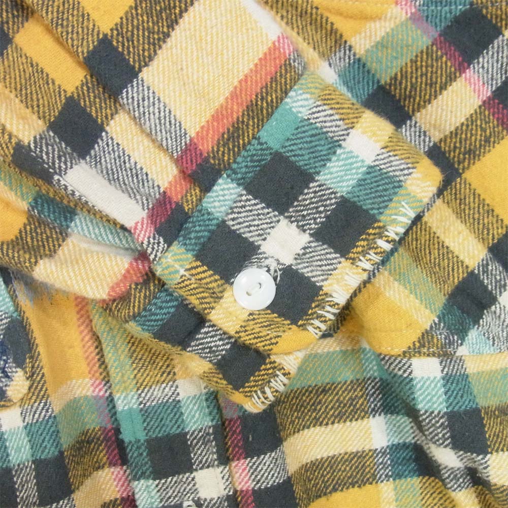 Ron Herman ロンハーマン カットオフ リペア加工 チェック ネルシャツ 長袖シャツ イエロー系 S【中古】