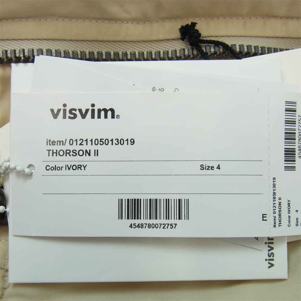 VISVIM ビズビム 21SS 0121105013019 THORSONⅡ 高密度 アーミーツイル フライト ジャケット アイボリー オフホワイト系 4【新古品】【未使用】【中古】