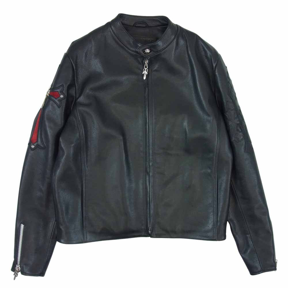 CHROME HEARTS クロムハーツ（原本無） 国内正規品 RACING 2 セメタリー クロス パッチ CHクロス レザー ジャケット ブラック系 M【中古】