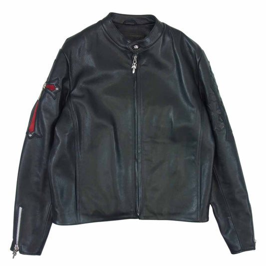 CHROME HEARTS クロムハーツ（原本無） 国内正規品 RACING 2 セメタリー クロス パッチ CHクロス レザー ジャケット ブラック系 M【中古】