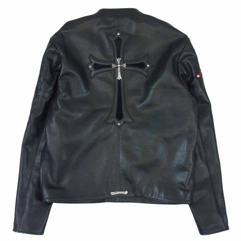 CHROME HEARTS クロムハーツ（原本無） 国内正規品 RACING 2 セメタリー クロス パッチ CHクロス レザー ジャケット ブラック系 M【中古】
