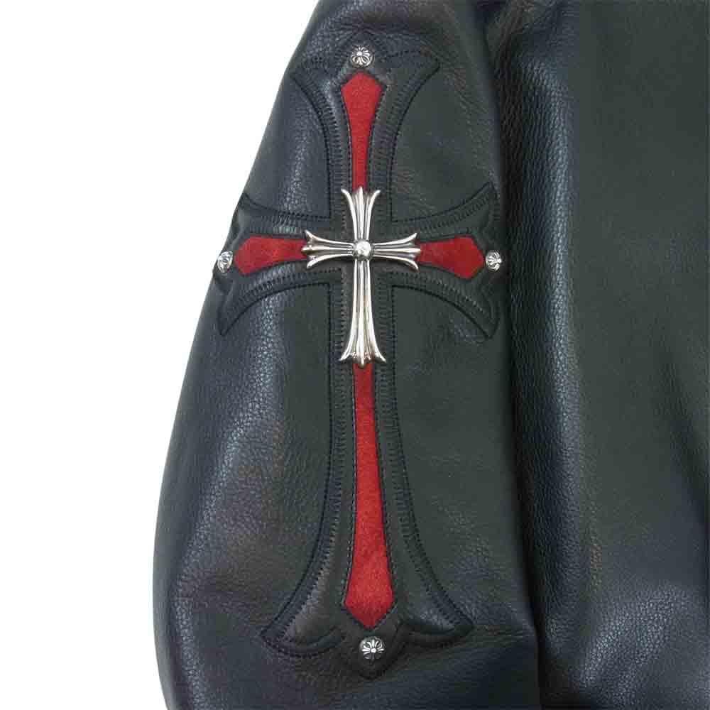 CHROME HEARTS クロムハーツ（原本無） 国内正規品 RACING 2 セメタリー クロス パッチ CHクロス レザー ジャケット ブラック系 M【中古】