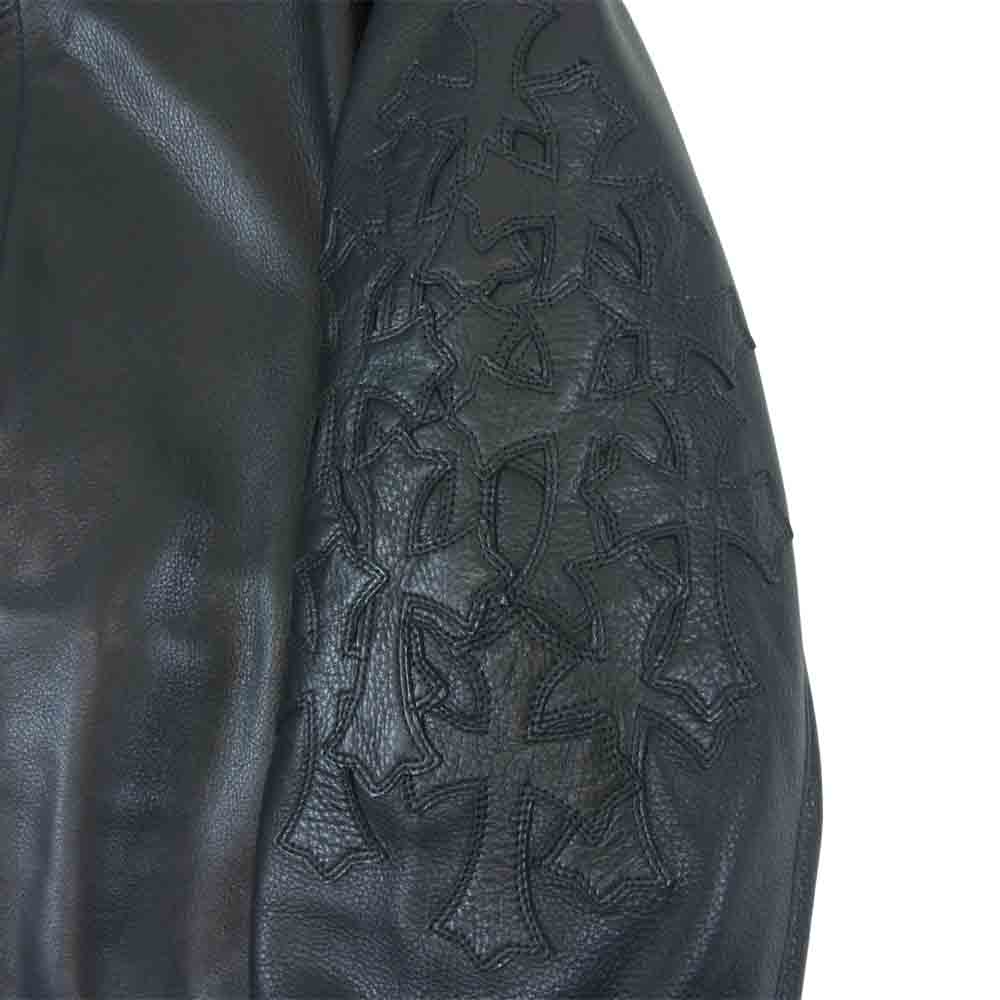 CHROME HEARTS クロムハーツ（原本無） 国内正規品 RACING 2 セメタリー クロス パッチ CHクロス レザー ジャケット ブラック系 M【中古】